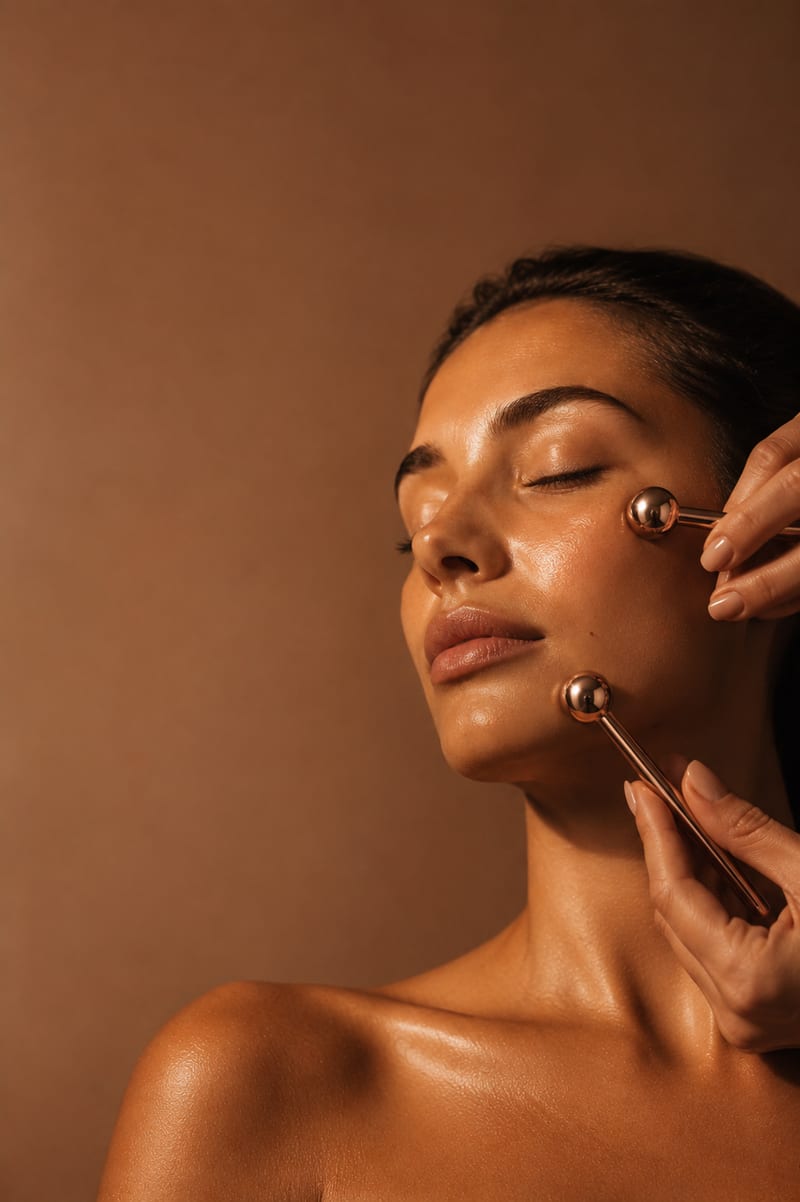 Sculpting ritual with rose-gold rollers